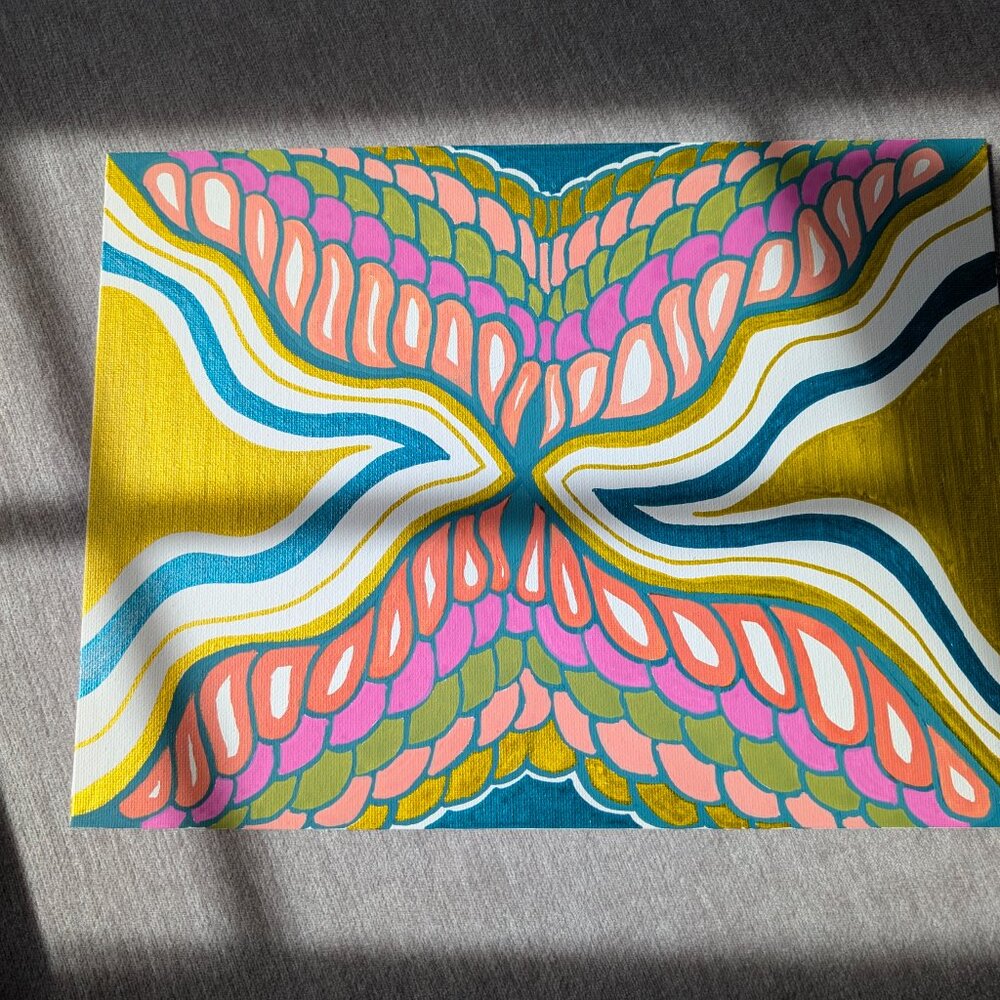 CA$50.00  Wings of Flow - Original 9" x 12" x 1/8" Geometric Abstract | Paint Ma - Picture 5 of 7